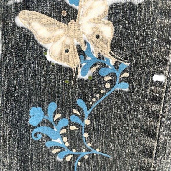 Piper And Blue Capri Jeans Size 17 Butterfly Floral Embroidered Boho Y2K - Picture 7 of 11